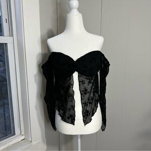 fairy vibes floral mesh top‎ princess polly size M 1/4 sleeve